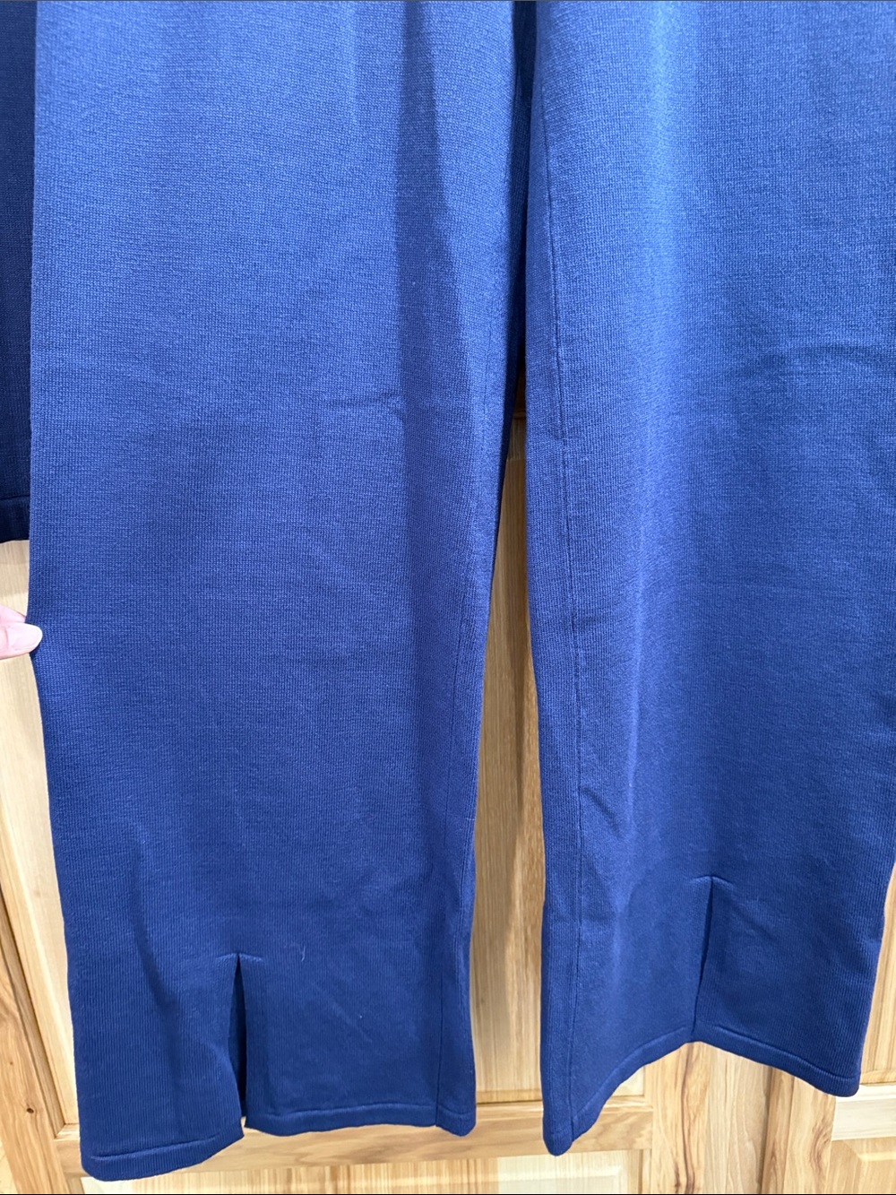 Commense Navy Knit Wide Leg Pants Set W/Vest Classy Minimalist Elevated Staple S - Picture 4 of 16